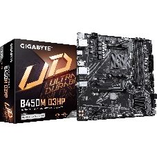 Материнская плата Gigabyte B450M D3HP, AM4, AMD B450, 4xDDR4, 4xSATA, 2xM.2, 1xPCIe 3.0 x16, 1xPCIe 2.0 x1, 1xDisplayPort, 2xHDMI, 1x 1Gb LAN, 4xUSB 3.2 Gen 1, 3xUSB 2.0, 3x3.5 мм, 7.1, microATX