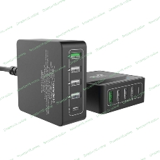 Сетевое зарядное устройство ACD-P605U-V1B 60Вт, 5xUSB 1PD+1QC+3Smart, 3.6~20В/3А RTL