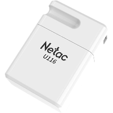 Флешка USB Netac U116 mini (NT03U116N-016G-32WH), 16Gb, USB 3.2, R/W 90/30, белый