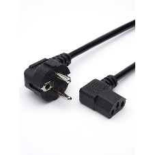 Кабель питания GoPower евровилка-C13 (f) 1.8м ПВХ угловой черный (1/125)