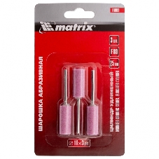 Шарошка абразивная Matrix, цилиндр удлин., 10 x 25 мм, хвостовик 3 мм, F80, 3шт.