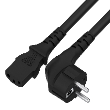 Кабель питания Greenconnect GCR-54377 PROF 2.0m, Евровилка угловая - С13, 3*1,0 мм, черный
