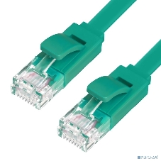 Патч-корд Greenconnect плоский прямой PROF15.0m UTP медь, cat.6, зеленый, позолоченные контакты, 30 AWG, Premium ethernet high speed 10 Гбит/с, RJ45, T568B (GCR-LNC625-15.0m)