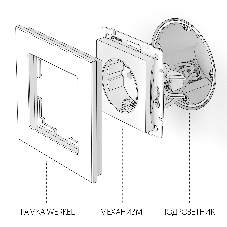 Розетка с заземлением, безвинтовой зажим (слоновая кость)