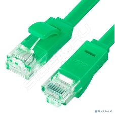 Патч-корд Greenconnect плоский прямой PROF15.0m UTP медь, cat.6, зеленый, позолоченные контакты, 30 AWG, Premium ethernet high speed 10 Гбит/с, RJ45, T568B (GCR-LNC625-15.0m)