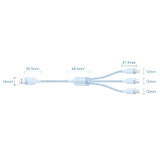 Кабель Vention 3 в 1 USB 2.0 AM/Micro-B, USB-C, Lightning M 1.5м. белый 6A, шт.