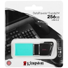 Флешка USB Kingston DataTraveler Exodia М (DTXM/256Gb), 256Gb, USB 3.2 Gen 1, R/W 150/60, черный/бирюзовый
