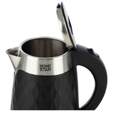 Чайник электрический Homestar HS-1021 1500 Вт, 1.7 л, нержавейка+пластик, черный, двойной корпус