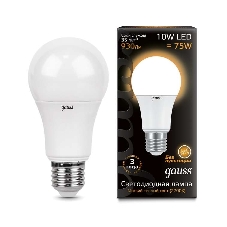 Лампа светодиодная GAUSS 102502110 LED A60 10W E27 880lm 3000K 1/10/50