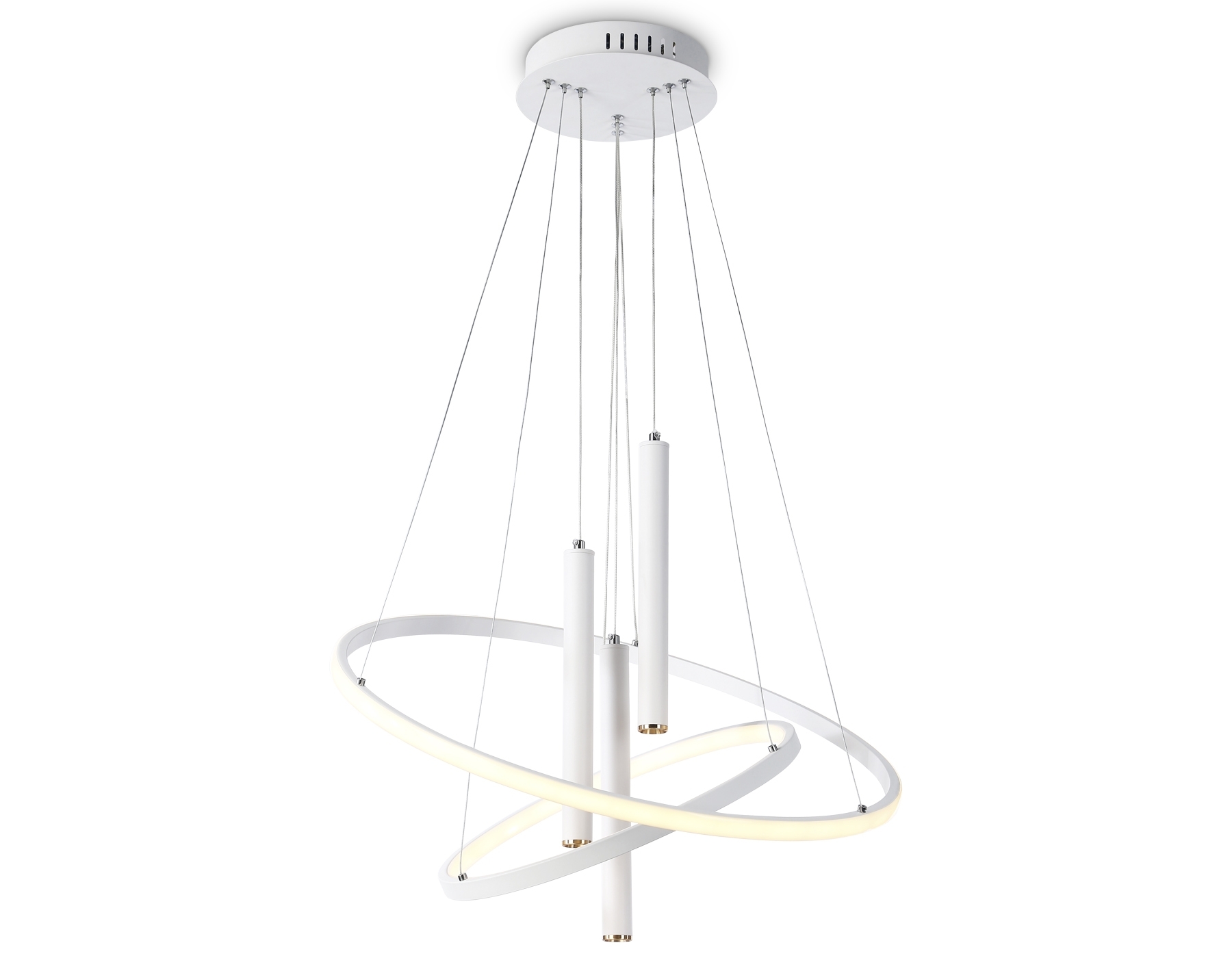 Подвесной светодиодный светильник Ambrella light FL5371/2+3 WH белый 93W 3000K/4200K/6400K+4200K D600/400*1200 (ПДУ ИК)