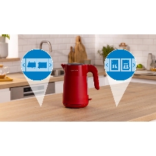 Чайник электрический Bosch TWK2M164 красный, 1.7 л, 2400 Вт, скрытый нагревательный элемент