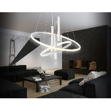 Подвесной светодиодный светильник Ambrella light FL5371/2+3 WH белый 93W 3000K/4200K/6400K+4200K D600/400*1200 (ПДУ ИК)