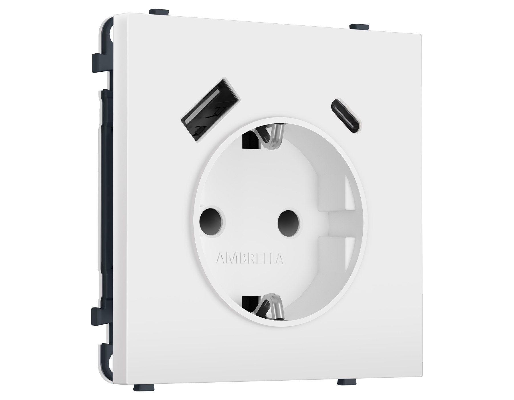 Комплект механизма электрической розетки SIGMA Белый матовый 2USB A+C 20W (быст. зар.) с/з с/ш 16A-250V QUANT PRO (SP1300, PR160)