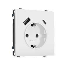 Комплект механизма электрической розетки SIGMA Белый матовый 2USB A+C 20W (быст. зар.) с/з с/ш 16A-250V QUANT PRO (SP1300, PR160)