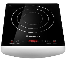 Плита настольная электрическая BRAYER BR2801 белый/черный, 2 кВт, индукция, конфорки - 1, стеклокерамика, сенсор