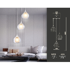 Подвесной светильник TR3540/3 WH/CL/FR белый/прозрачный/белый матовый E27*3 max 40W D281*800
