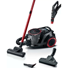 Пылесос Bosch BGS41POW1 черный/красный, 350/700 Вт, уборка сухая, пылесборник контейнер 2.4 л