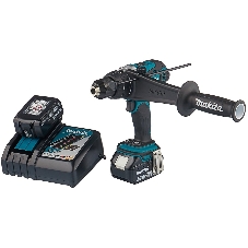Дрель-шуруповерт Makita DHP458RFE аккумуляторная ударная[DHP458RFE]{18В,2х3Ач Li-ion,БЗП-13мм,0-400\2000об\м,91\58Нм,2.3кг,чем,мет редуктор,бок рукоятка}