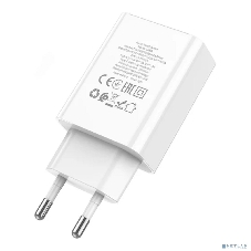 Сетевое зарядное устройство с дисплеем Hoco 18Вт, 3А, QC3.0/PD, 1хUSB, 1хType-C, C100A, белый, коробка