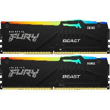 Оперативная память Kingston Fury Beast, DDR5, 32Gb (2x16GB), 5600MHz, CL36, DIMM, с радиаторами, RGB, черный