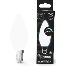 Лампа cветодиодная LED Gauss Filament Свеча 9W 610lm 4100К Е14 milky диммируемая 1/10/50 103201209-D