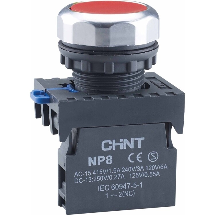 Кнопка управления CHINT NP8-11BN/4 без подсветки красн. 1НО+1НЗ IP65