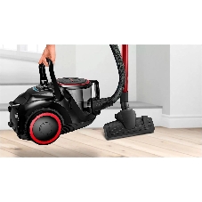 Пылесос Bosch BGS41POW1 черный/красный, 350/700 Вт, уборка сухая, пылесборник контейнер 2.4 л