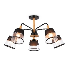 Светильник Ambrella light TR4741/5 BK/LW черный/светлое дерево E27/5 max 40W D760*350