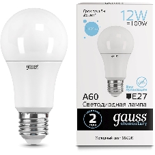 Лампа светодиодная Gauss Elementary 12Вт цок.: E27 груша 220B 6500K св. свеч. бел. хол. A60 (упак.: 10 шт) (23232)