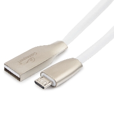 Кабель USB 2.0 Cablexpert CC-G-mUSB01W-1M, AM/microB, серия Gold, длина 1м, белый, блистер