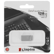 Флешка USB Kingston DataTraveler Micro (DTMC3G2/128Gb), 128Gb, USB 3.2 Gen 1, R/W 200/60, серебристый