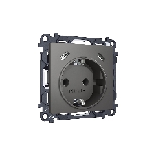 Комплект механизма электрической розетки 2USB С+C 20W с/з на винтовых зажимах 16A-250V ALFA Антрацит серый QUANT (AP6605, VM165) MA660510