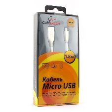 Кабель USB2.0 Cablexpert CC-G-mUSB01W-1.8M, AM/microB, серия Gold, 1.8м, белый, блистер