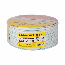 Кабель коаксиальный PROconnect SAT 703 B, Cu/Al/Cu, 64%, 75 Ом, бухта 100 м, белый