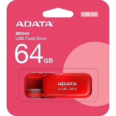 Флешка USB ADATA UV240 (AUV240-64G-RRD), 64Gb, USB 2.0, R/W 15/5, красный