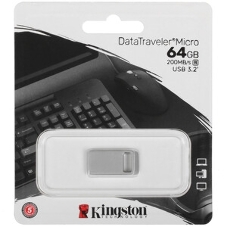 Флешка USB Kingston DataTraveler Micro (DTMC3G2/64Gb), 64Gb, USB 3.2 Gen 1, R/W 200/60, серебристый