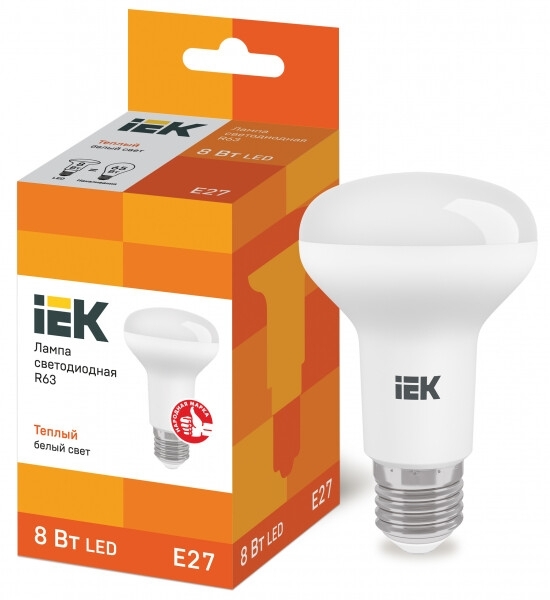 Лампа cветодиодная Iek LLE-R63-8-230-30-E27 ECO R63 рефлектор 8Вт 230В 3000К E27 IEK