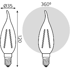 Лампа филам. Gauss Filament 13Вт цок.:E14 свеча св.свеч.бел.теп. (упак.:10шт) (104801113)
