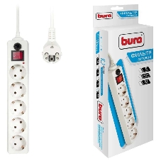 Сетевой фильтр Buro 500SH-10-W 10 м, 5 розеток, белый, коробка