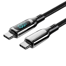 Кабель Vention USB 2.0 CM/CM с LED дисплеем - 1.2м. черный 5А PD100W, шт.
