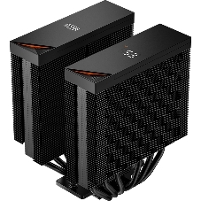 Кулер для процессора PCCooler RT620 Digital BK (250W, 4-pin PWM, LED temp., 157mm, 6x6mm, 2x120мм, 73.32CFM, 34.9dBA, 2200RPM, S: 1851/1700/1200/115X, AM5/AM4, черный)