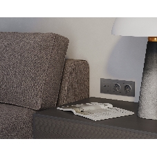 Комплект механизма розетки ALFA Антрацит серый 2USB A+C 20W (быстрая зарядка) QUANT (AP6610, VM177) MA661010
