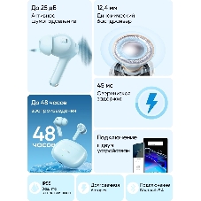 Наушники TWS Realme Buds T200x голубой, внутриканальные, Bluetooth, до 30 ч