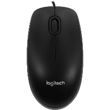 Мышь проводная Logitech B100 черный, 1000 dpi, USB, кнопки - 3