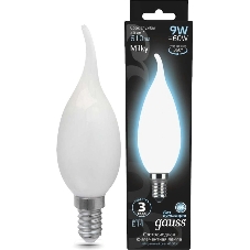 Лампа cветодиодная Filament Свеча на ветру 9W 610lm 4100К Е14 milky LED