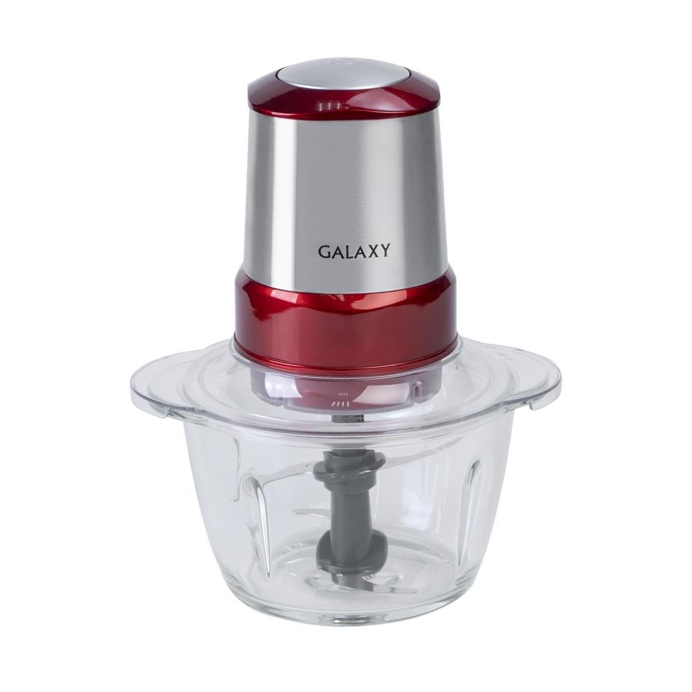 Измельчитель электрический Galaxy Line GL 2354, красный с серебристым, стеклянная чаша 1,2 л, 350 Вт, импульсный режим