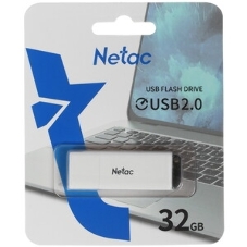 Флешка USB Netac U185 (NT03U185N-032G-20WH), 32Gb, USB 2.0, R/W 25/10, белый/серый
