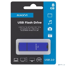 Флешка USB R/W Maxvi MP2 8Gb USB 2.0 blue, монолит с колпачком, ABS пластик + металл