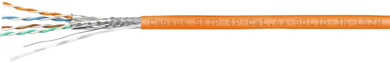 Кабель витая пара FTP 6а кат. 4 пары Cabeus SFTP-4P-Cat.6a-SOLID-IN-LSZH