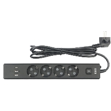 Бытовой удлинитель PowerCube, 4 р с/з вык.,3USB, 3500 Вт, 16А, 1.9 м, 3x1,0 черный PC-7B-2M